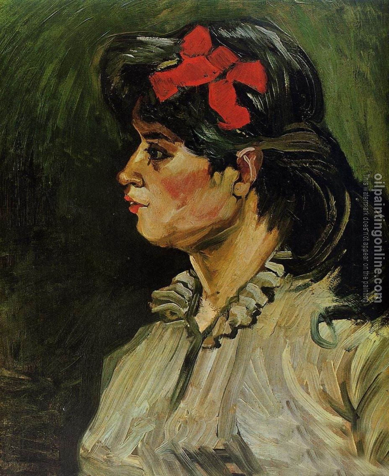 Gogh, Vincent van - Portrait of a Woman with a Scarlet Bow in Her Hair